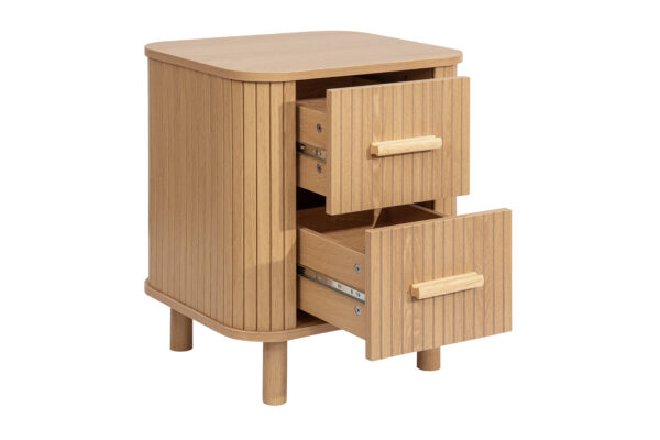 Birlea Axel 2 Drawer Fluted Bedside in Oak Finish - Image 2