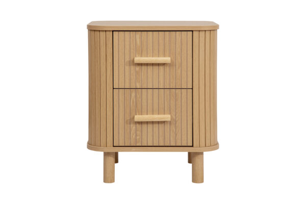 Birlea Axel 2 Drawer Fluted Bedside in Oak Finish - Image 3