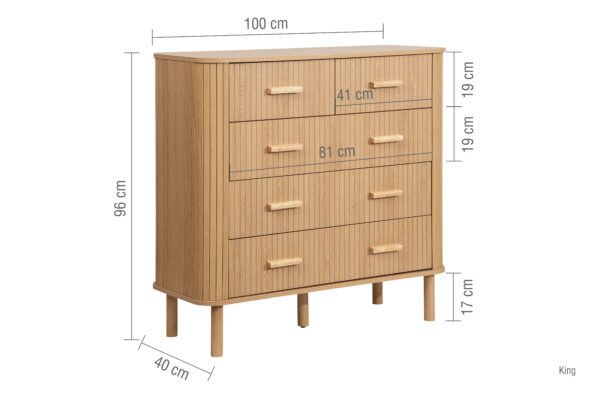 Birlea Axel 5 Drawer Fluted Chest