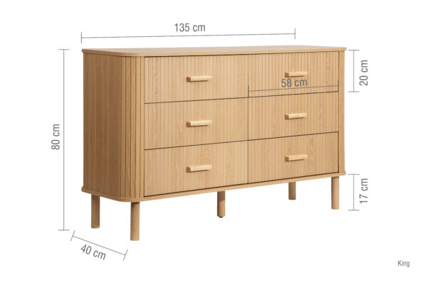 Birlea Axel 6 Drawer Fluted Chest