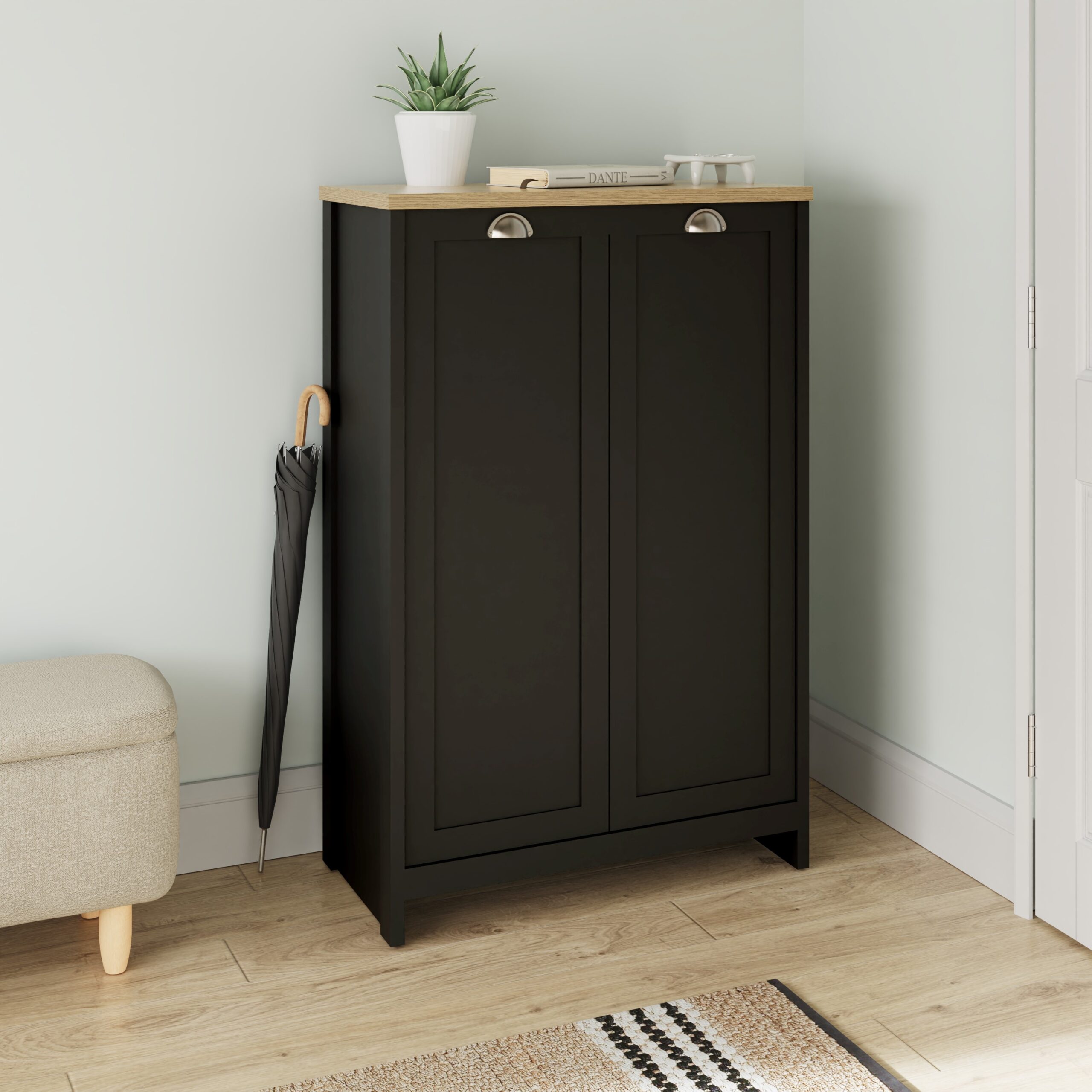 LANCASTER 2 DOOR SHOE CABINET BLACK £134