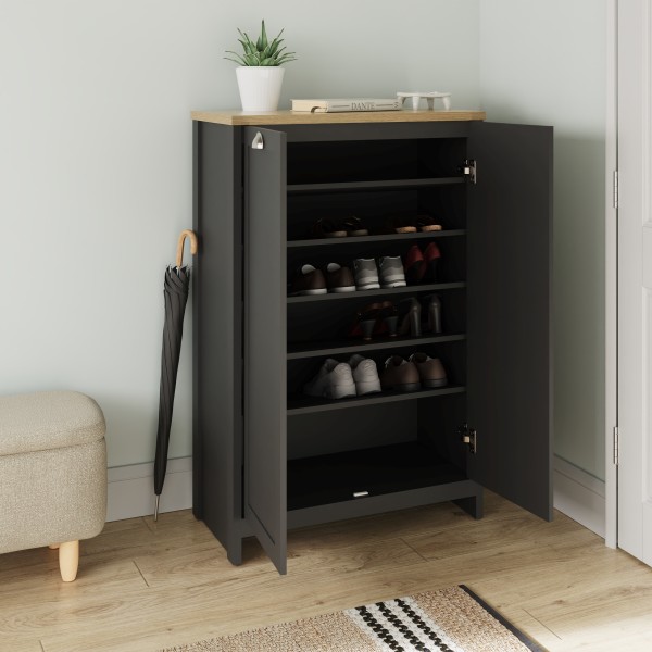 LANCASTER 2 DOOR SHOE CABINET BLACK £134 - Image 3