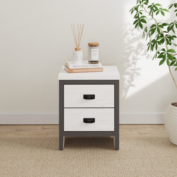 BOSTON 2 DRAWER BEDSIDE TABLE WHITE £69