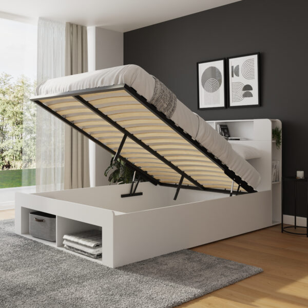 GFW Anya 4ft6 Double White Wooden Storage Ottoman Bed Frame £359
