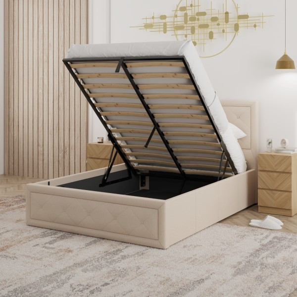 HOLLYWOOD 135CM DOUBLE OTTOMAN IN NATURAL FABRIC £349 - Image 2