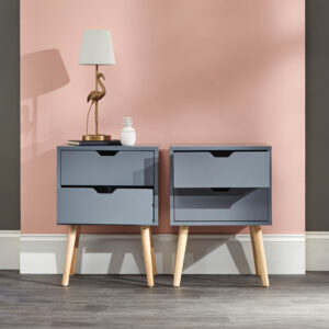 GFW NYBORG PAIR OF 2 DRAWER BEDSIDES DARK GREY £109