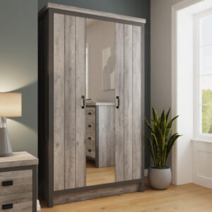 GFW BOSTON 3 DOOR MIRRORED WARDROBE GREY £289