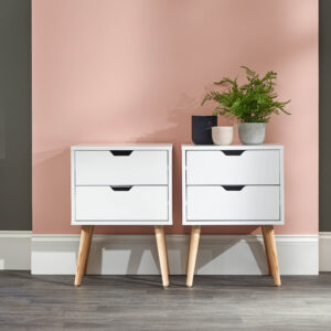 GFW NYBORG PAIR OF 2 DRAWER BEDSIDES WHITE £99