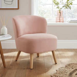EVIE SOFT VELVET ACCENT CHAIR BLUSH PINK £109