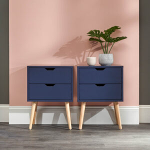 GFW NYBORG PAIR OF 2 DRAWER BEDSIDES NIGHTSHADOW BLUE £109