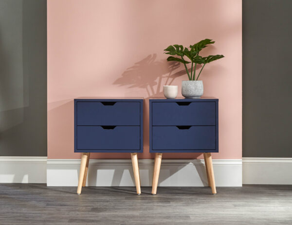 GFW NYBORG PAIR OF 2 DRAWER BEDSIDES NIGHTSHADOW BLUE £109