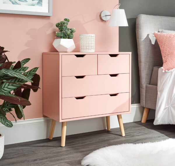 NYBORG 2+2 DRAWER CHEST CORAL PINK £109