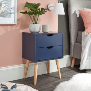 GFW NYBORG SINGLE 2 DRAWER BEDSIDE NIGHTSHADOW BLUE £55