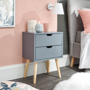 NYBORG SINGLE 2 DRAWER BEDSIDE DARK GREY £55