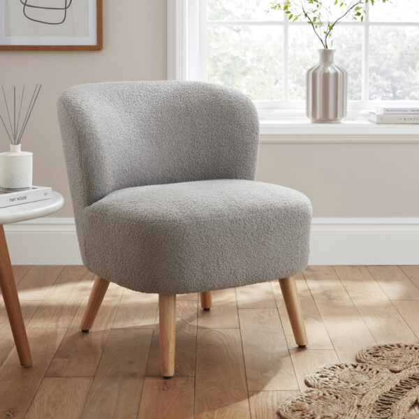 GFW EVIE TEDDY ACCENT CHAIR GREY £109