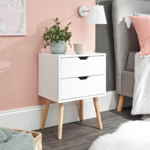 GFW NYBORG SINGLE 2 DRAWER BEDSIDE WHITE £55
