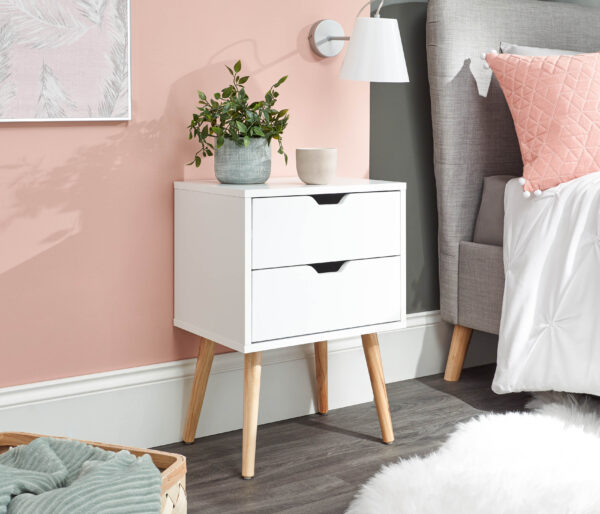 GFW NYBORG SINGLE 2 DRAWER BEDSIDE WHITE £55