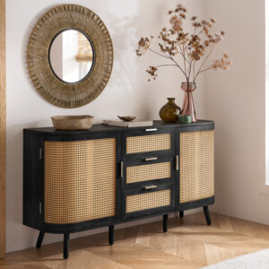 Birlea Noah 2 Door 3 Drawer Black Sideboard £299